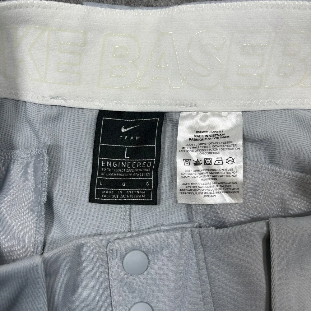 Nike Baseball Pants Men's Size Large High Rise‎ Grey Black Dri-Fit Activewear